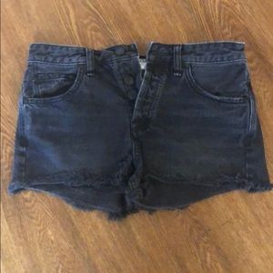 Free People Black Distressed Denim Shorts